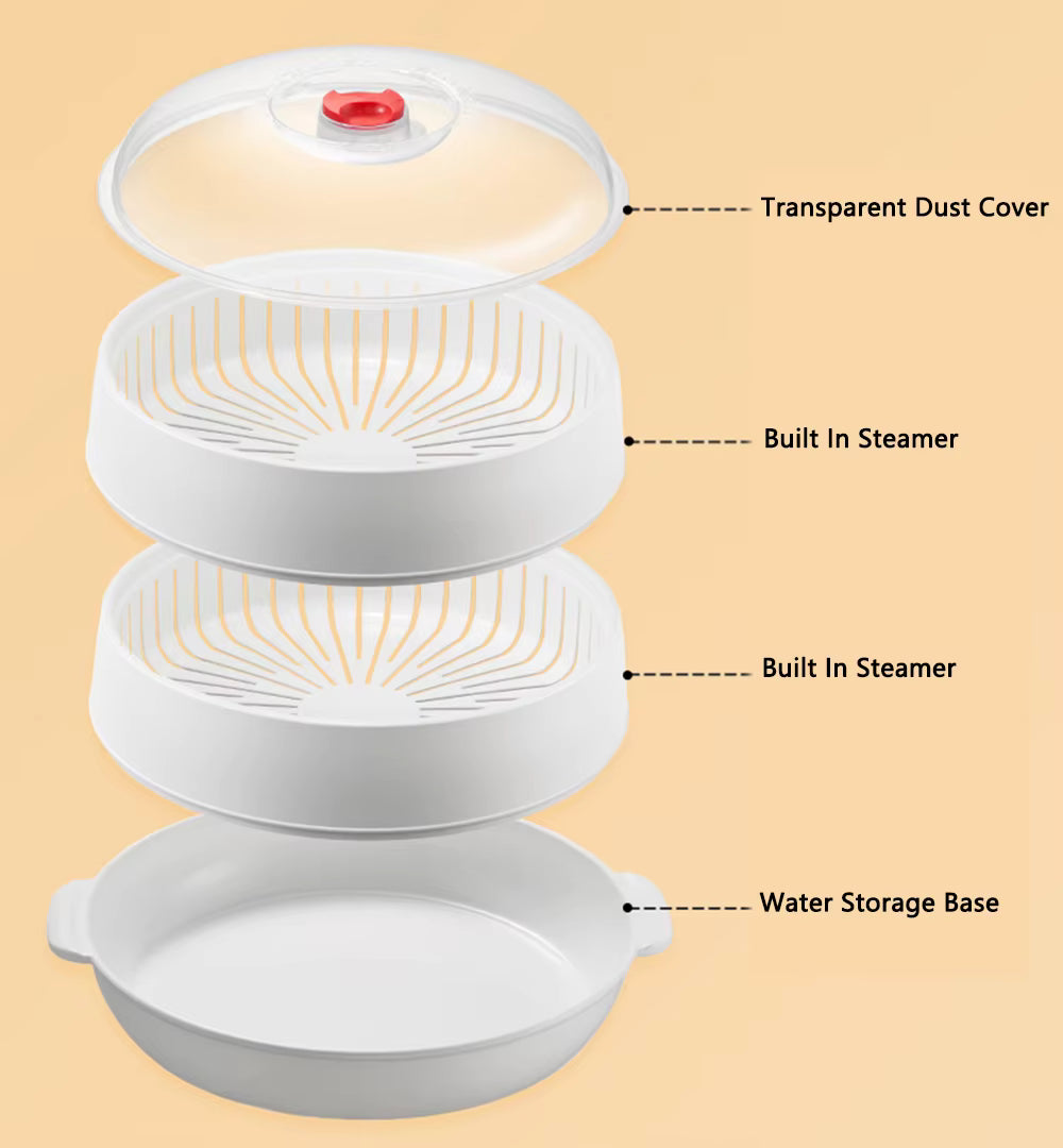 🔥 Microwave Vegetable & Bun Steamer – Healthy Steam Cooking in Minutes