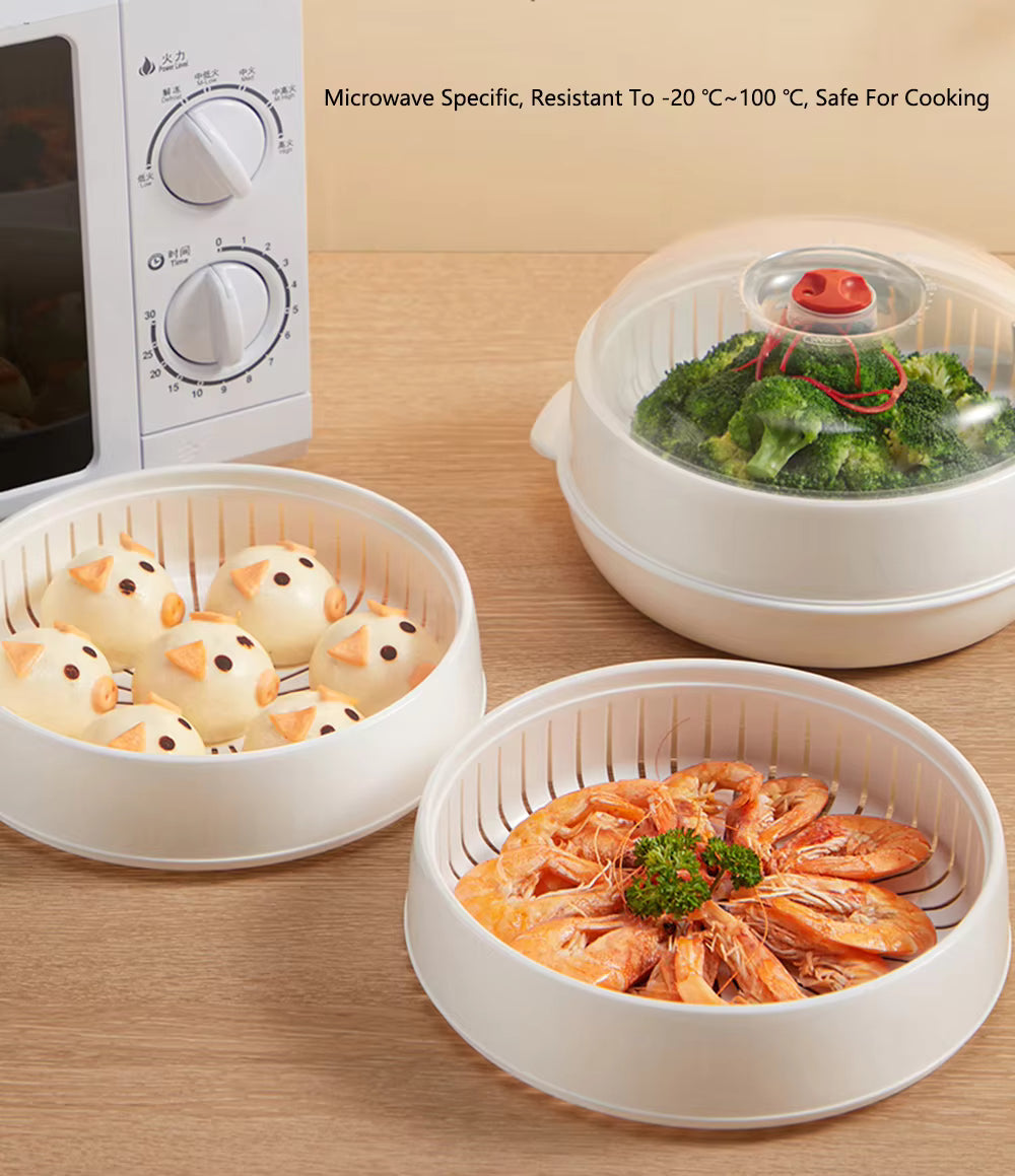 🔥 Microwave Vegetable & Bun Steamer – Healthy Steam Cooking in Minutes