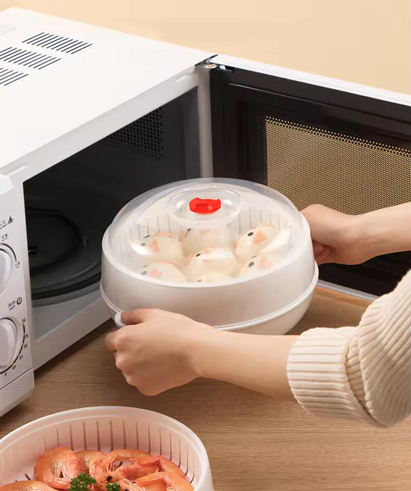 🔥 Microwave Vegetable & Bun Steamer – Healthy Steam Cooking in Minutes