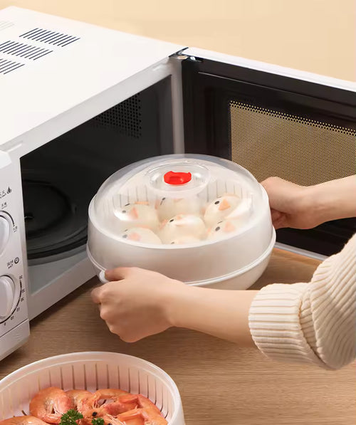 🔥 Microwave Vegetable & Bun Steamer – Healthy Steam Cooking in Minutes
