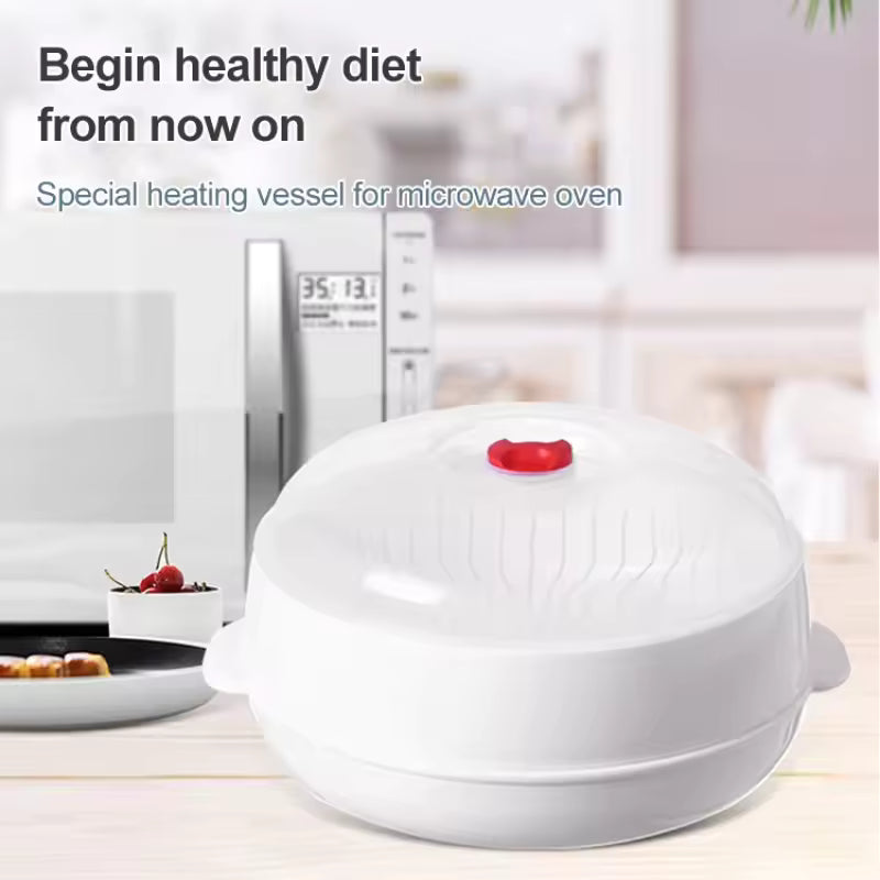 🔥 Microwave Vegetable & Bun Steamer – Healthy Steam Cooking in Minutes